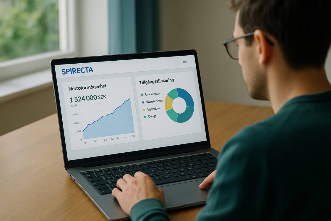 Upptäck hur Spirecta hjälper småsparare med helhetsöversikt av ekonomin, kraftfulla simuleringsverktyg och långsiktig planering för ekonomiskt oberoende.
